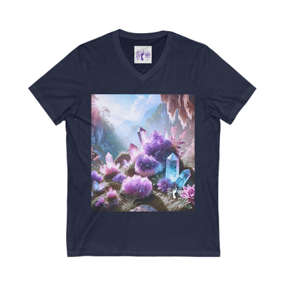 Crystal V-Neck Tee - Unisex Short Sleeve Shirt for Nature Lovers