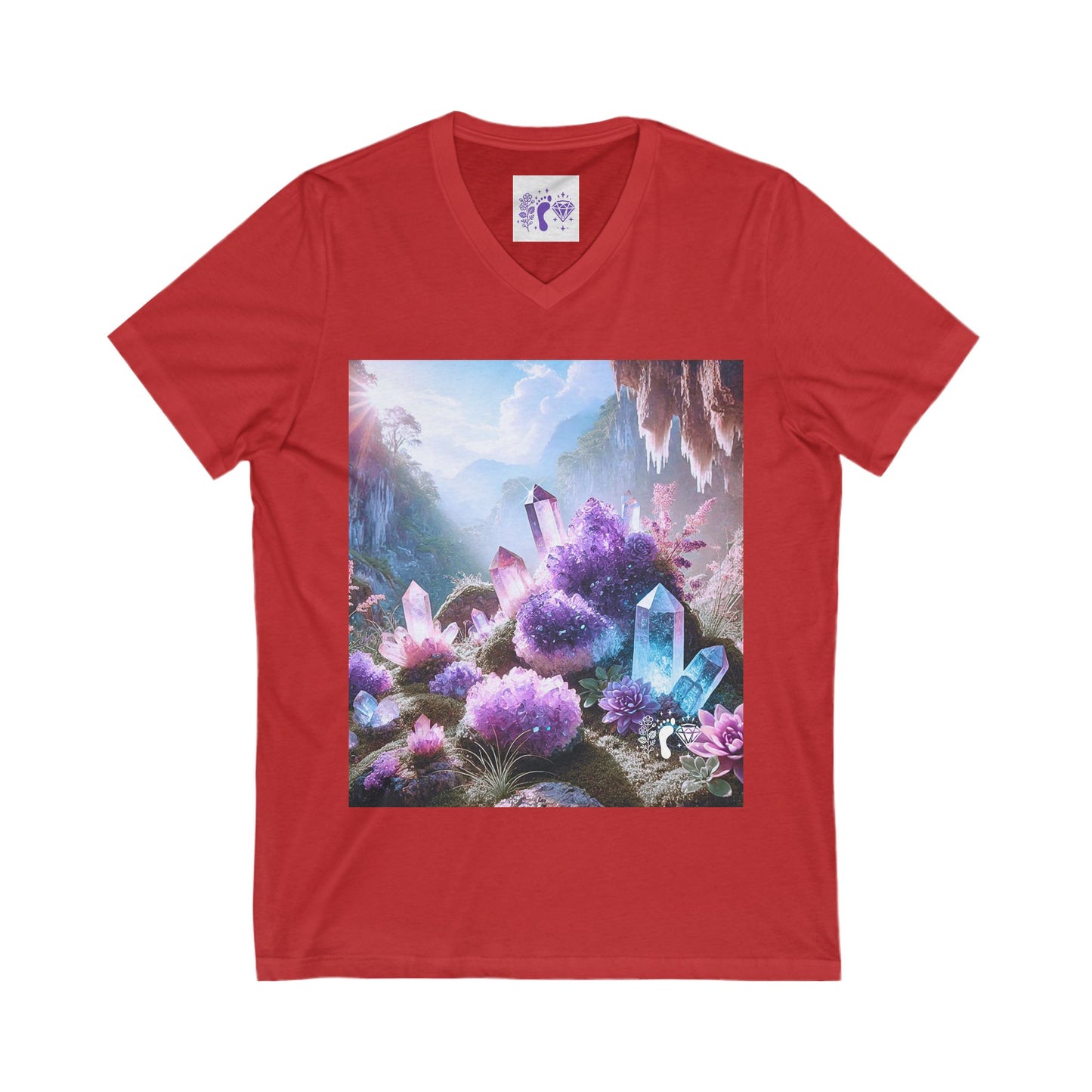 Crystal V-Neck Tee - Unisex Short Sleeve Shirt for Nature Lovers