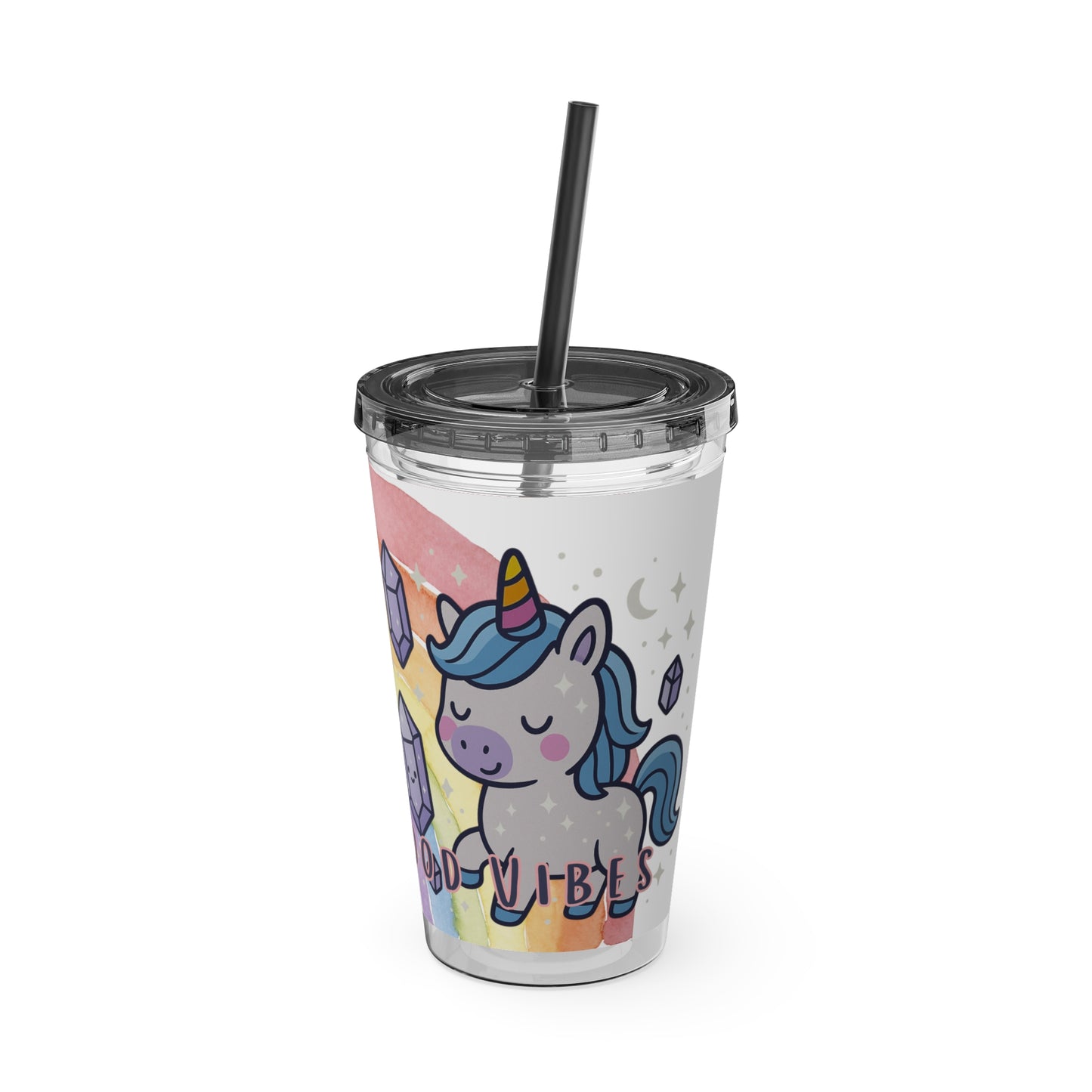 Sunsplash Unicorn Tumbler,  16oz Cup with Straw, Ideal for Kids, Rocking Good Vibes