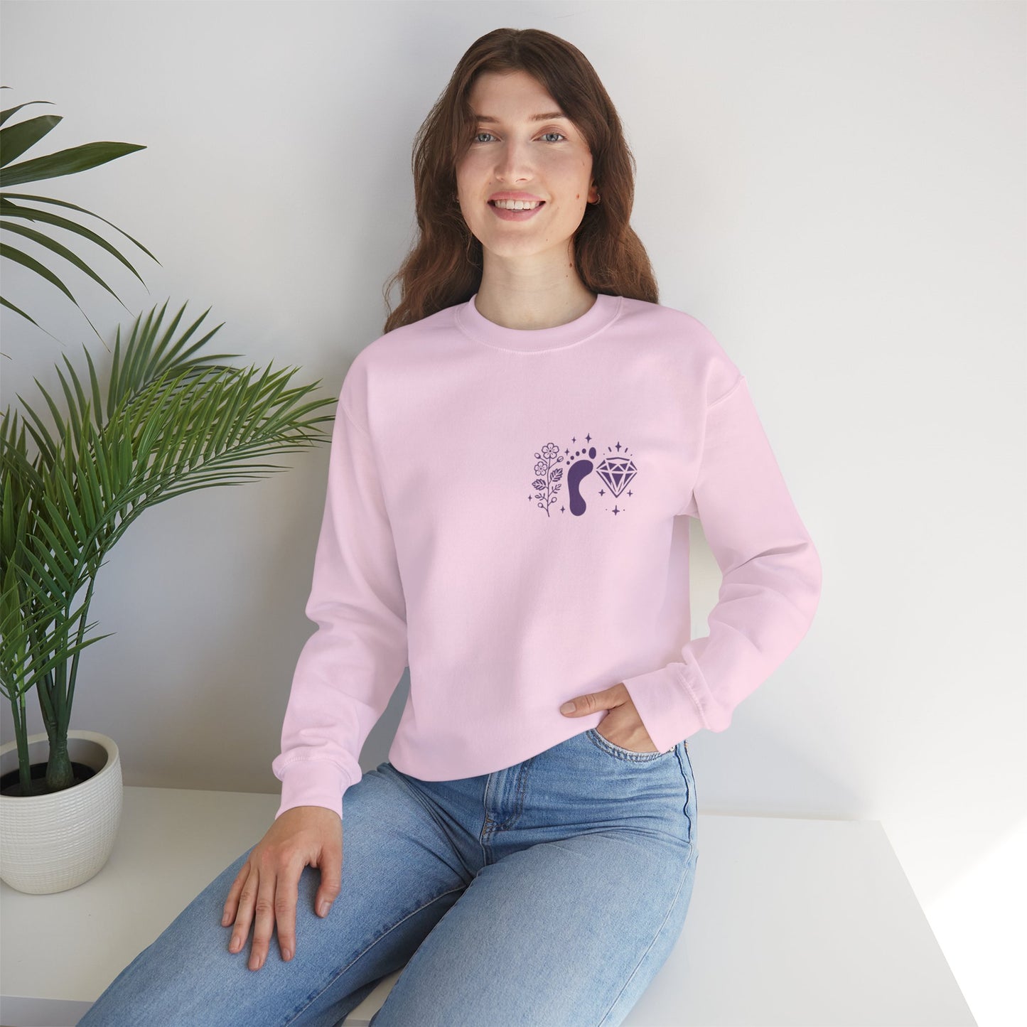 Inspirational Hawthorne Crystal Crew Neck Sweatshirt — Logo Design