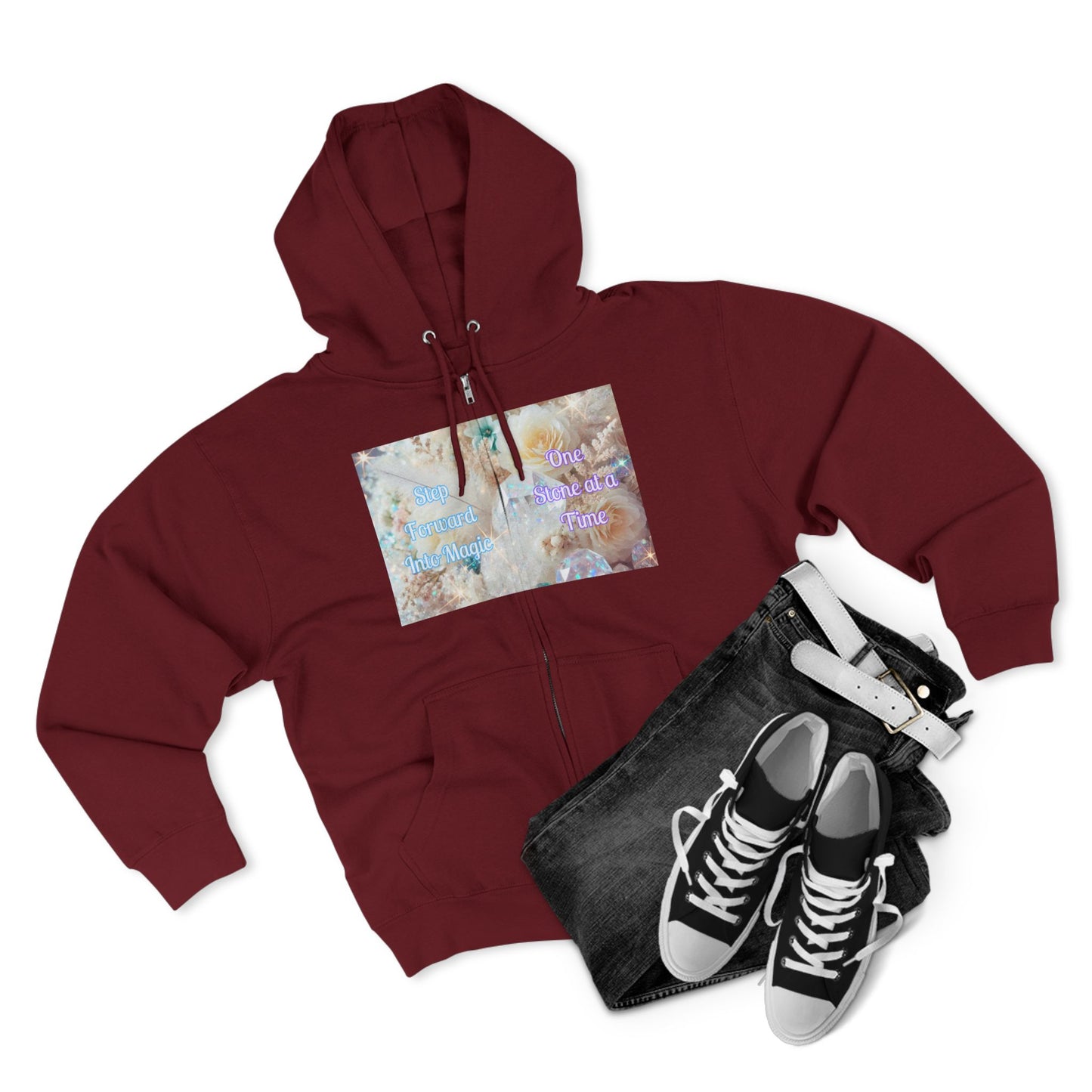 Floral Zipped Hooded Sweater