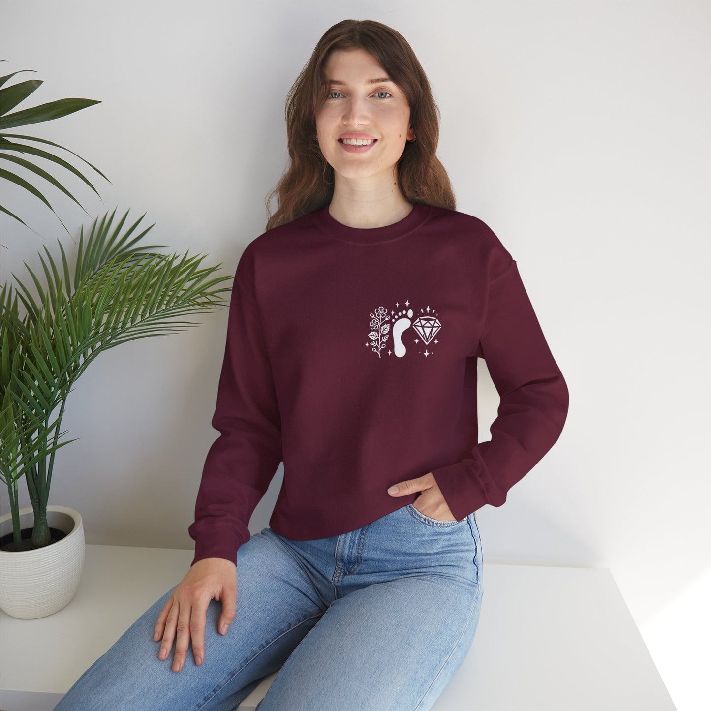 Inspirational Hawthorne Crystal Crew Neck Sweatshirt — Logo Design