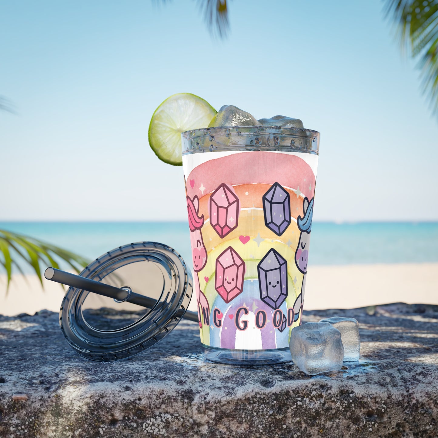 Sunsplash Unicorn Tumbler,  16oz Cup with Straw, Ideal for Kids, Rocking Good Vibes