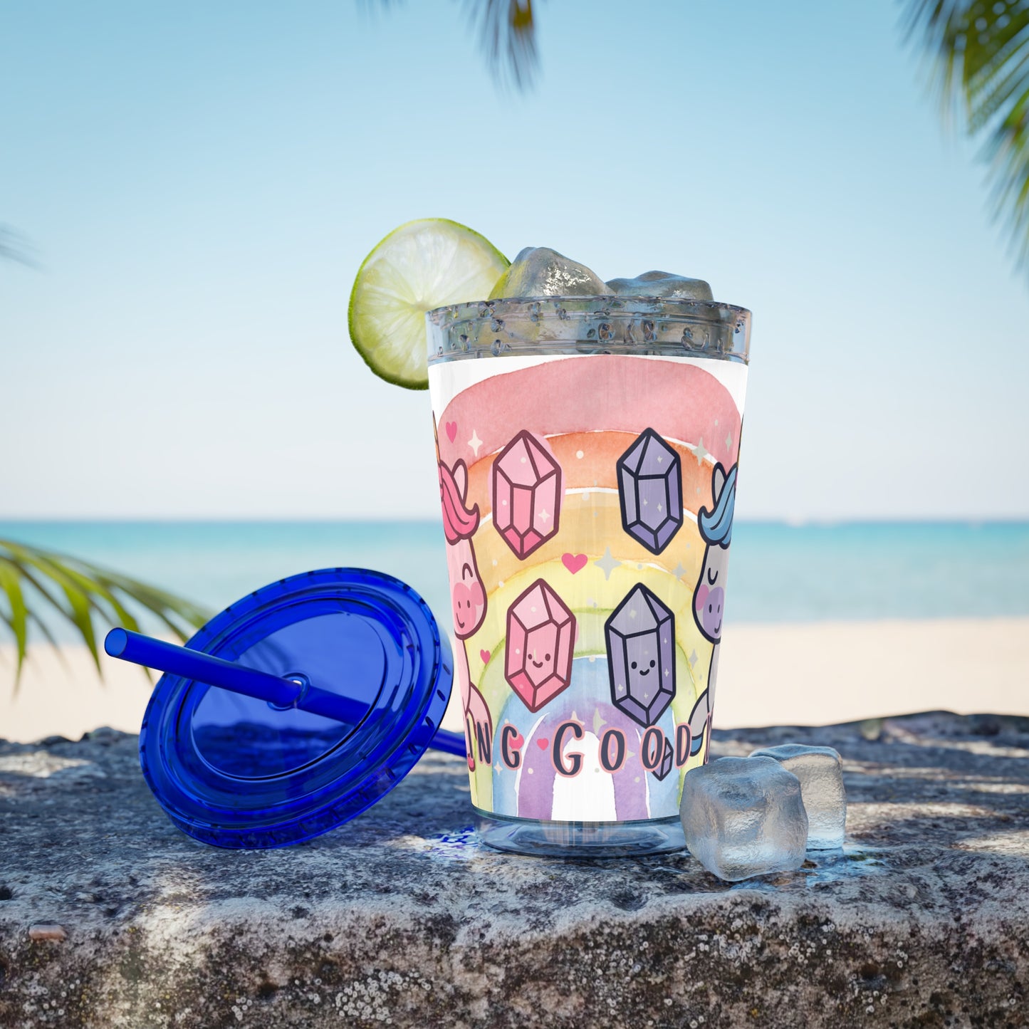 Sunsplash Unicorn Tumbler,  16oz Cup with Straw, Ideal for Kids, Rocking Good Vibes