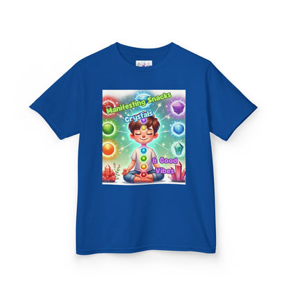 'Manifesting Snacks, Crystals, and Good Energy' Kids TShirt