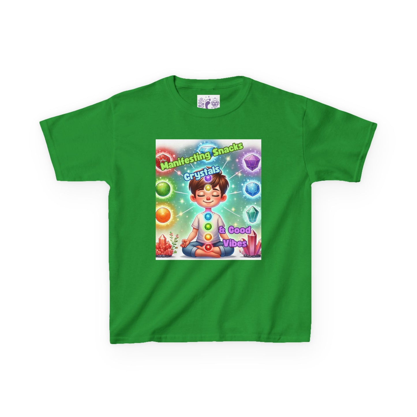 'Manifesting Snacks, Crystals, and Good Energy' Kids TShirt