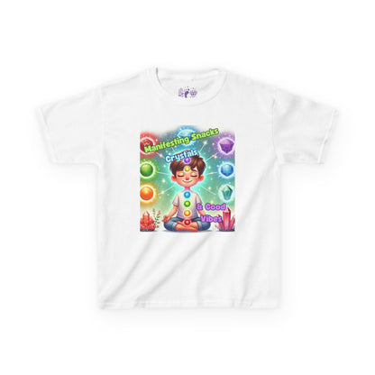'Manifesting Snacks, Crystals, and Good Energy' Kids TShirt