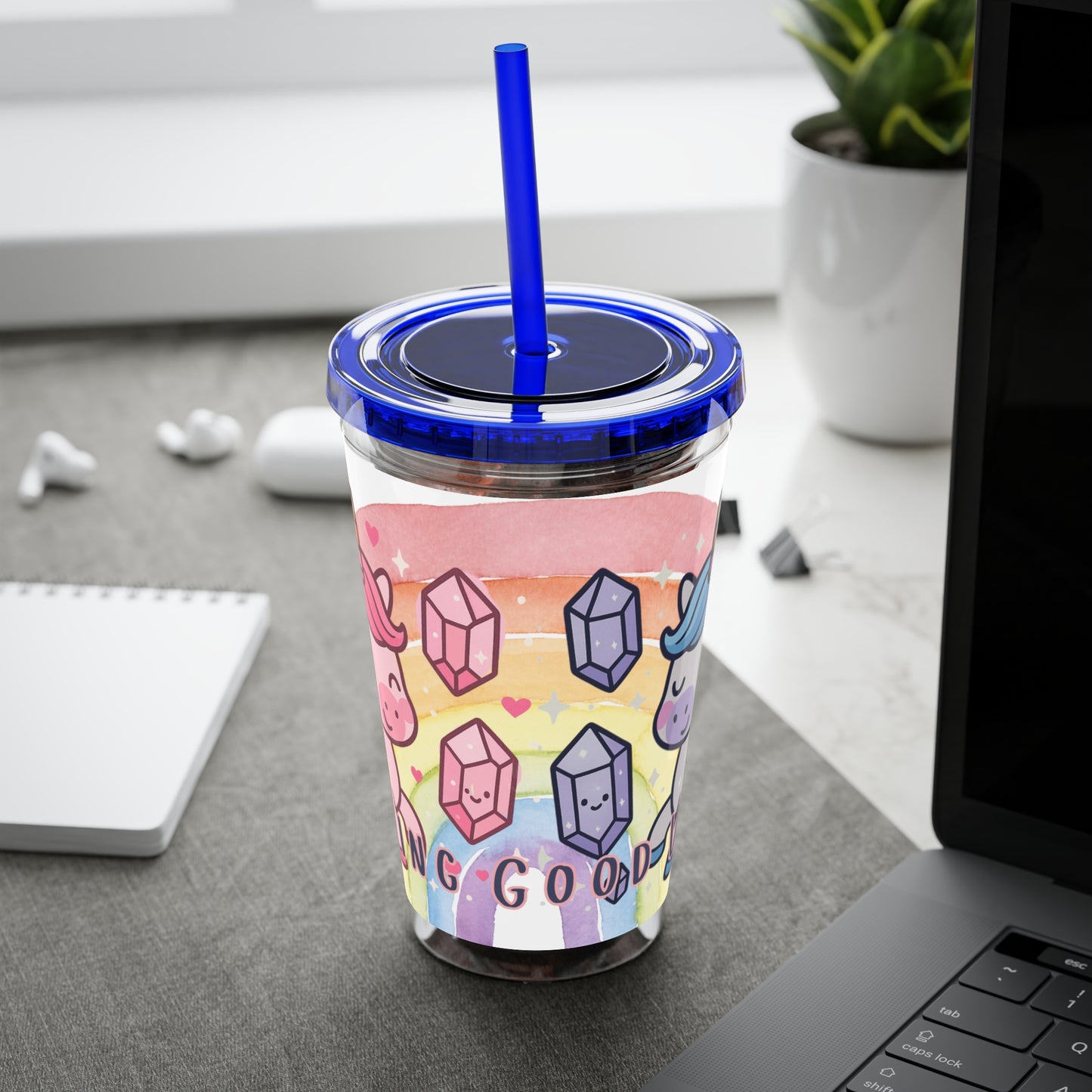 Sunsplash Unicorn Tumbler,  16oz Cup with Straw, Ideal for Kids, Rocking Good Vibes