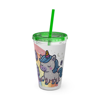 Sunsplash Unicorn Tumbler,  16oz Cup with Straw, Ideal for Kids, Rocking Good Vibes