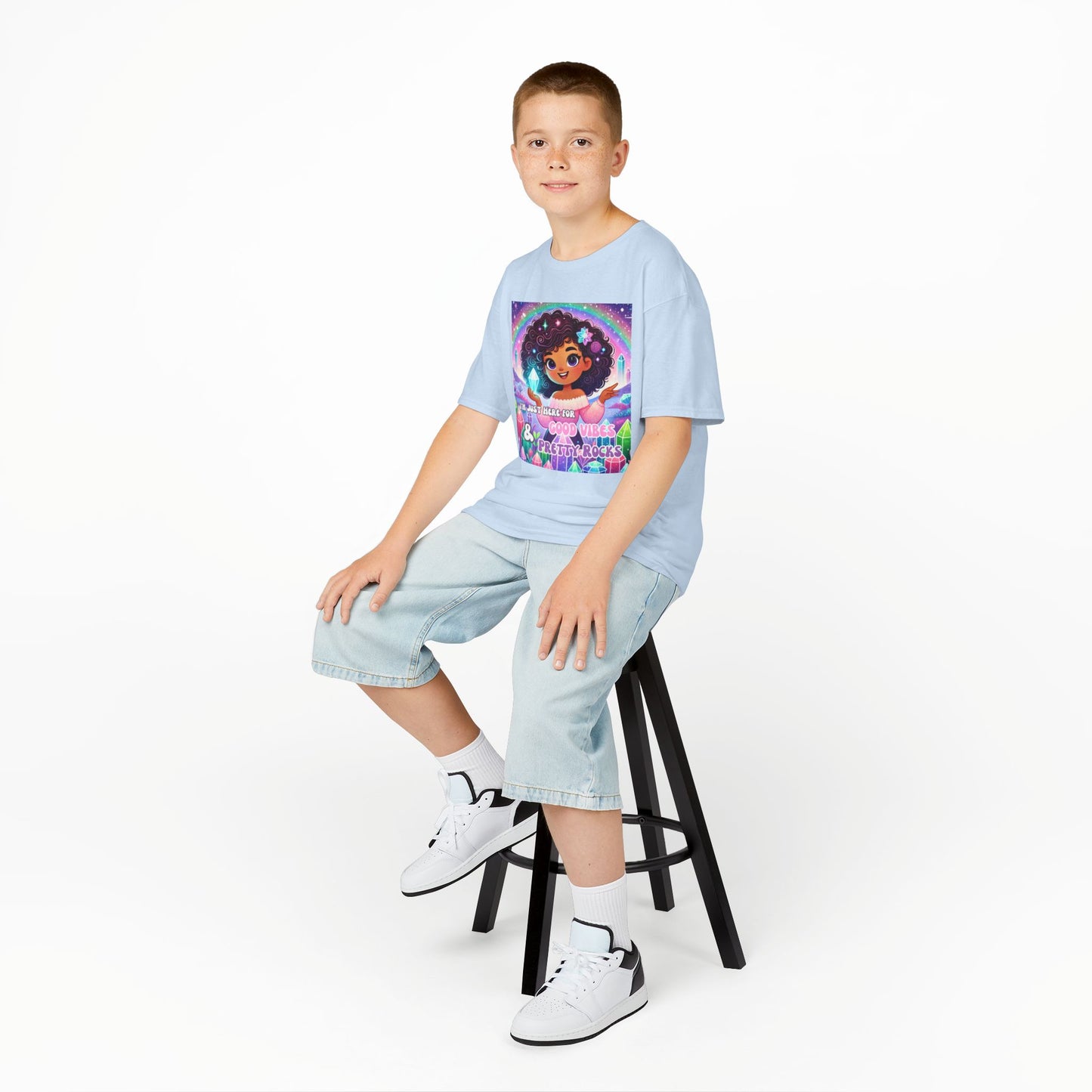 'I'm Just Here for Good Vibes and Pretty Rocks' Kids TShirt