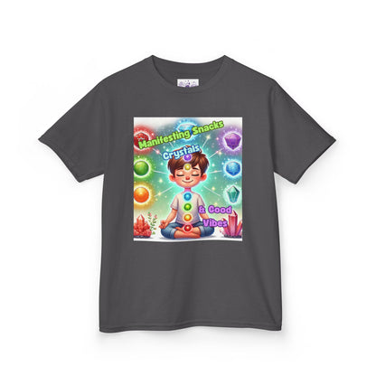 'Manifesting Snacks, Crystals, and Good Energy' Kids TShirt