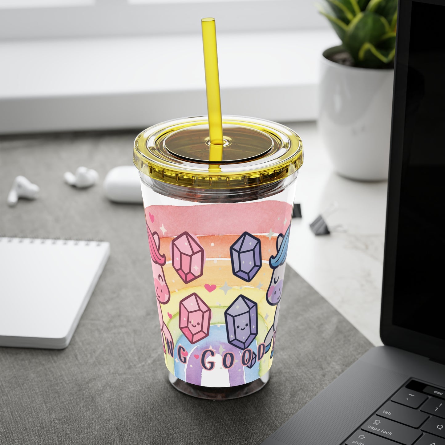 Sunsplash Unicorn Tumbler,  16oz Cup with Straw, Ideal for Kids, Rocking Good Vibes