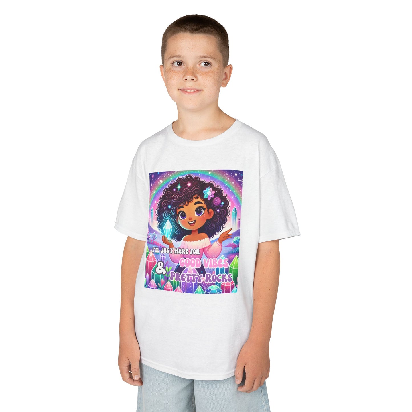 'I'm Just Here for Good Vibes and Pretty Rocks' Kids TShirt