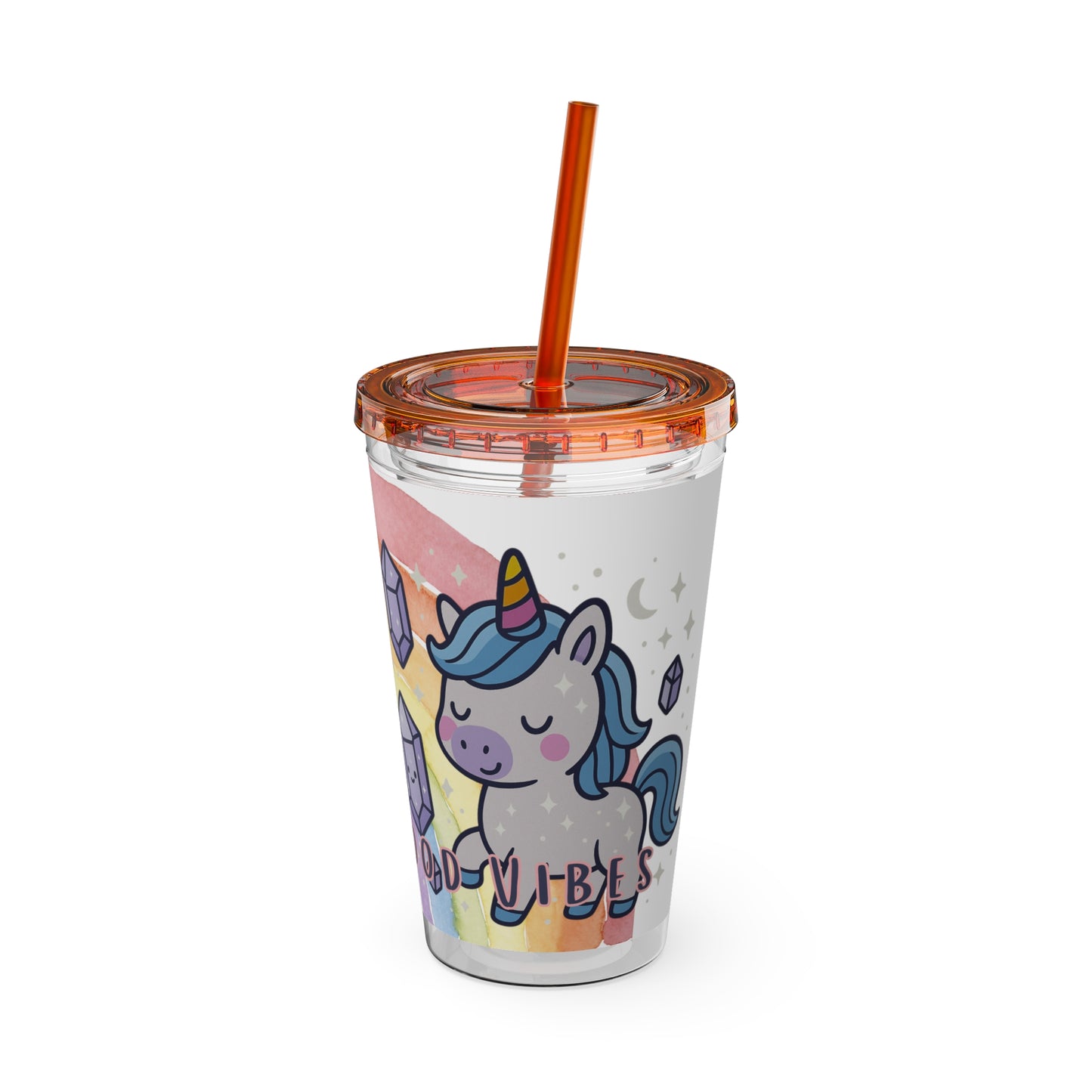 Sunsplash Unicorn Tumbler,  16oz Cup with Straw, Ideal for Kids, Rocking Good Vibes