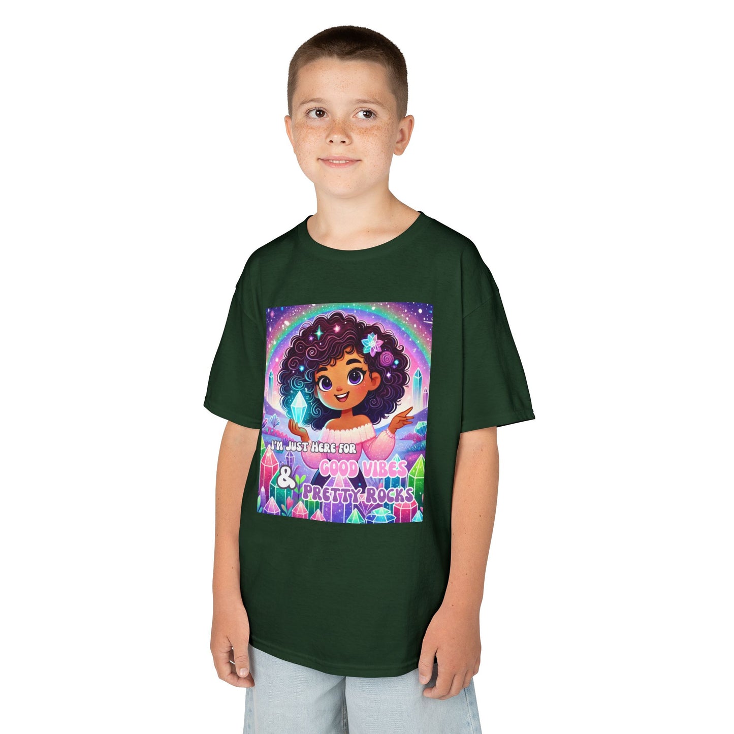 'I'm Just Here for Good Vibes and Pretty Rocks' Kids TShirt