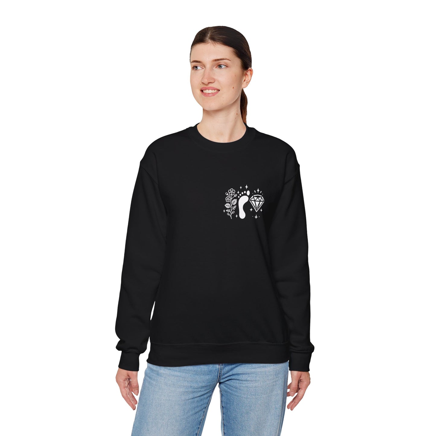 Inspirational Hawthorne Crystal Crew Neck Sweatshirt — Logo Design