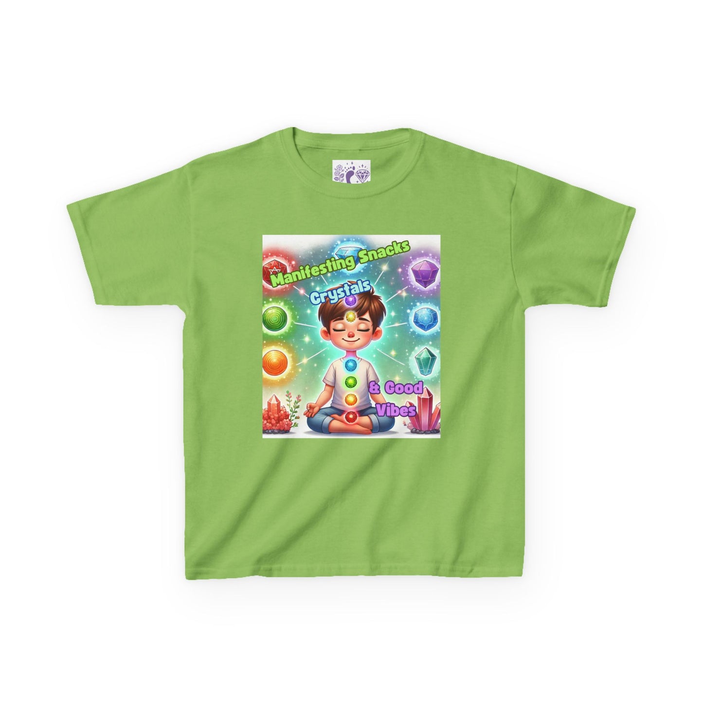 'Manifesting Snacks, Crystals, and Good Energy' Kids TShirt