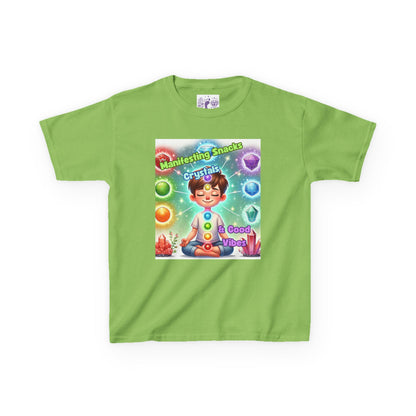 'Manifesting Snacks, Crystals, and Good Energy' Kids TShirt