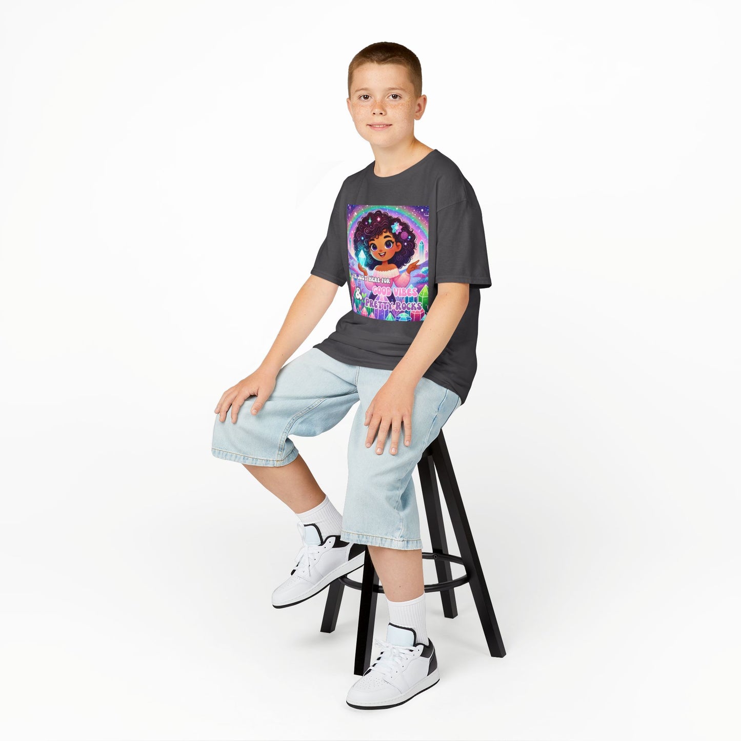 'I'm Just Here for Good Vibes and Pretty Rocks' Kids TShirt
