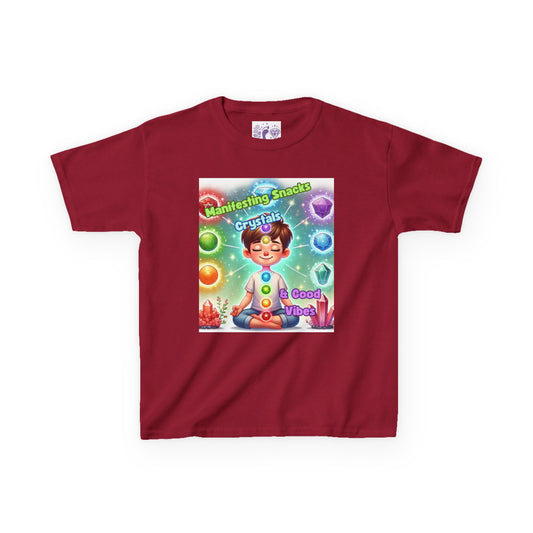'Manifesting Snacks, Crystals, and Good Energy' Kids TShirt