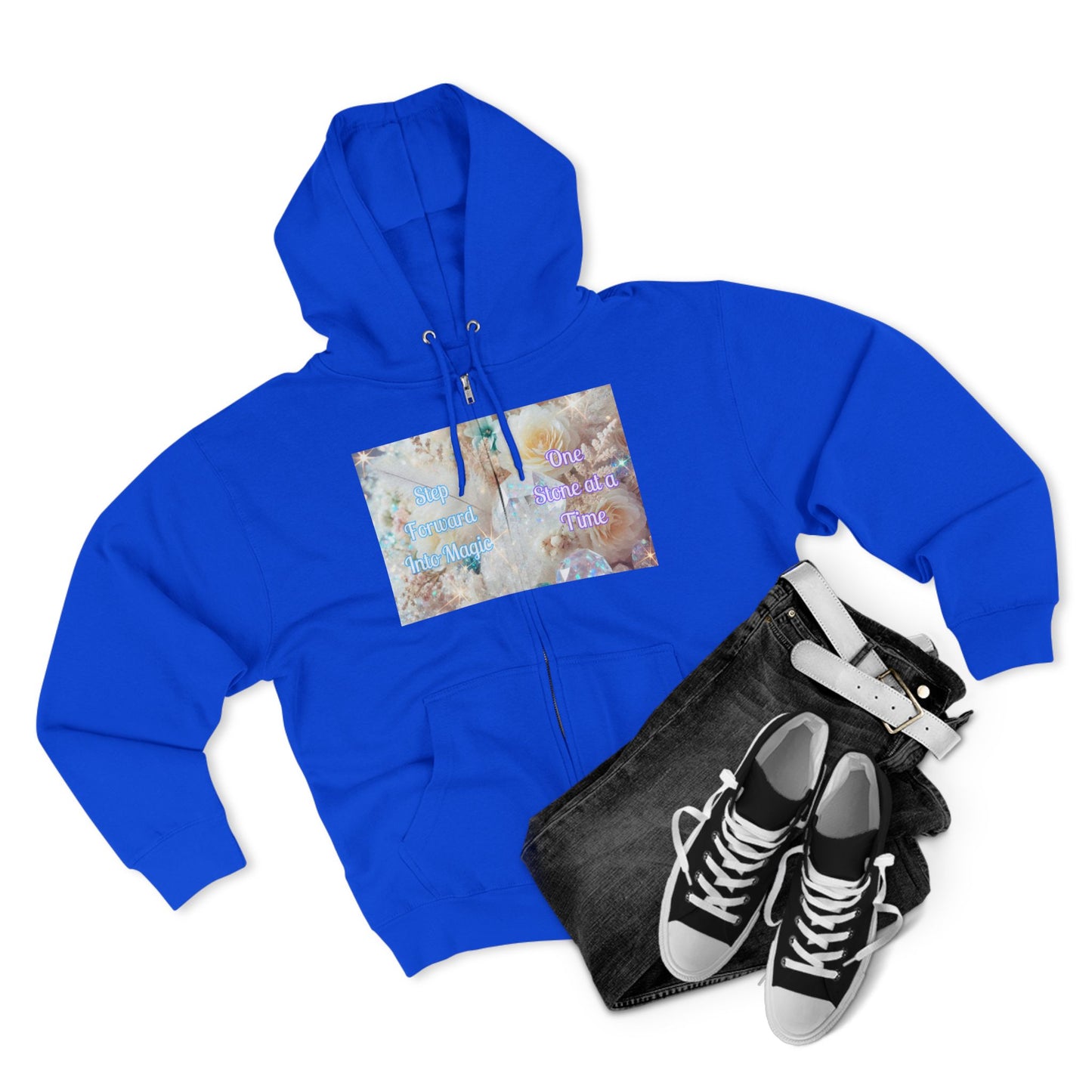 Floral Zipped Hooded Sweater