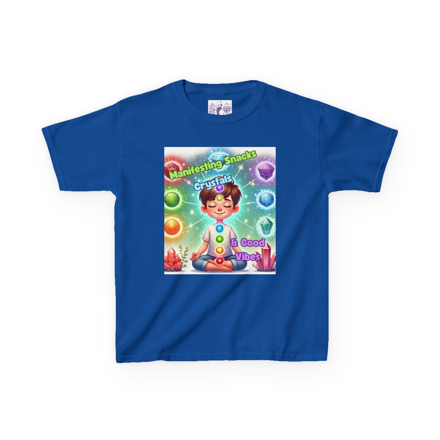 'Manifesting Snacks, Crystals, and Good Energy' Kids TShirt