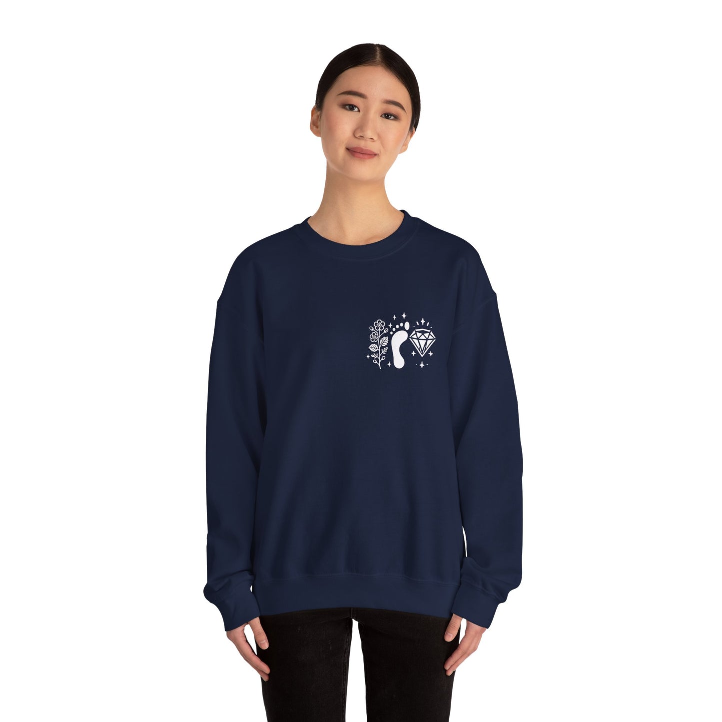 Inspirational Hawthorne Crystal Crew Neck Sweatshirt — Logo Design