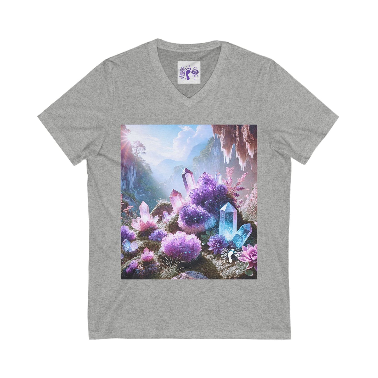 Crystal V-Neck Tee - Unisex Short Sleeve Shirt for Nature Lovers