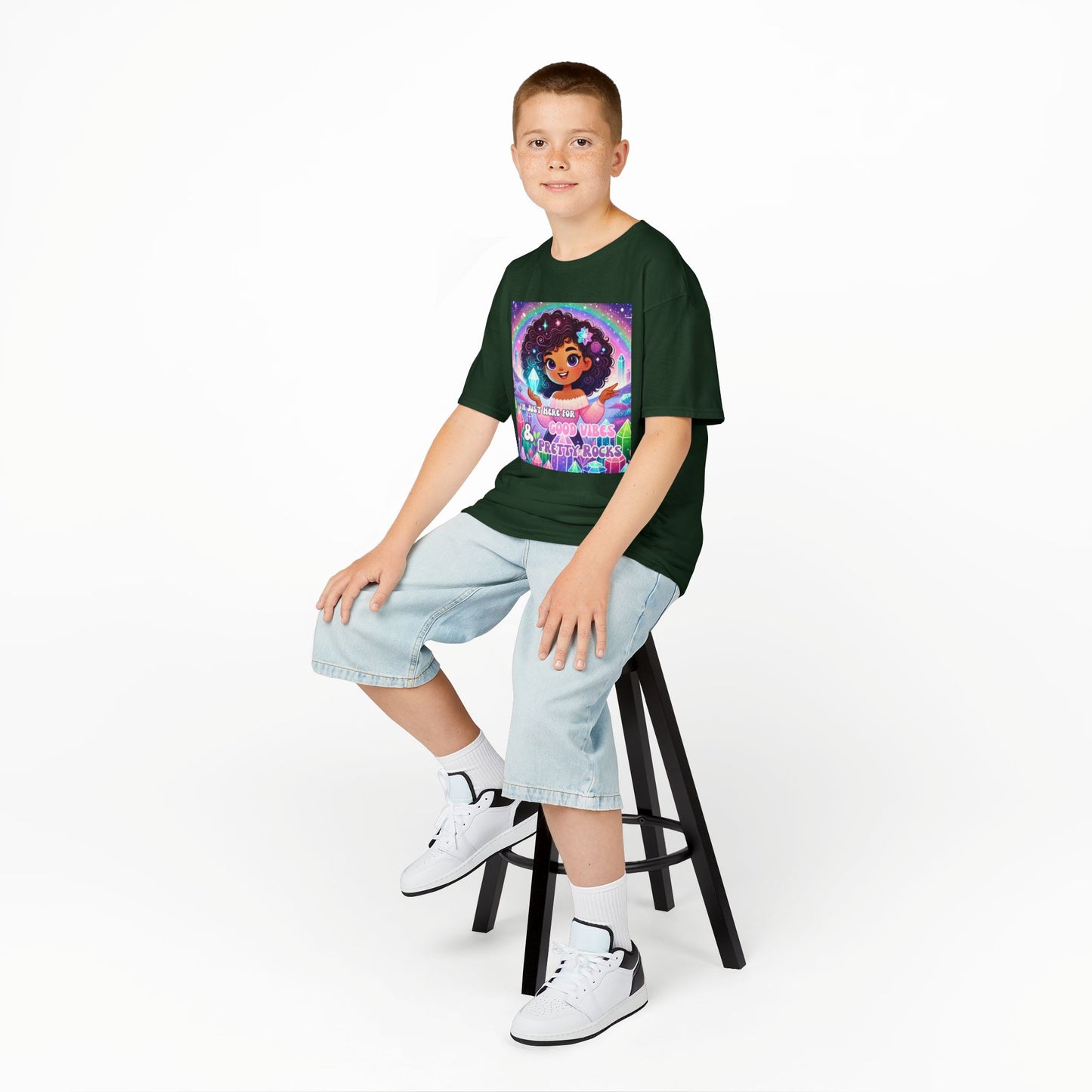 'I'm Just Here for Good Vibes and Pretty Rocks' Kids TShirt