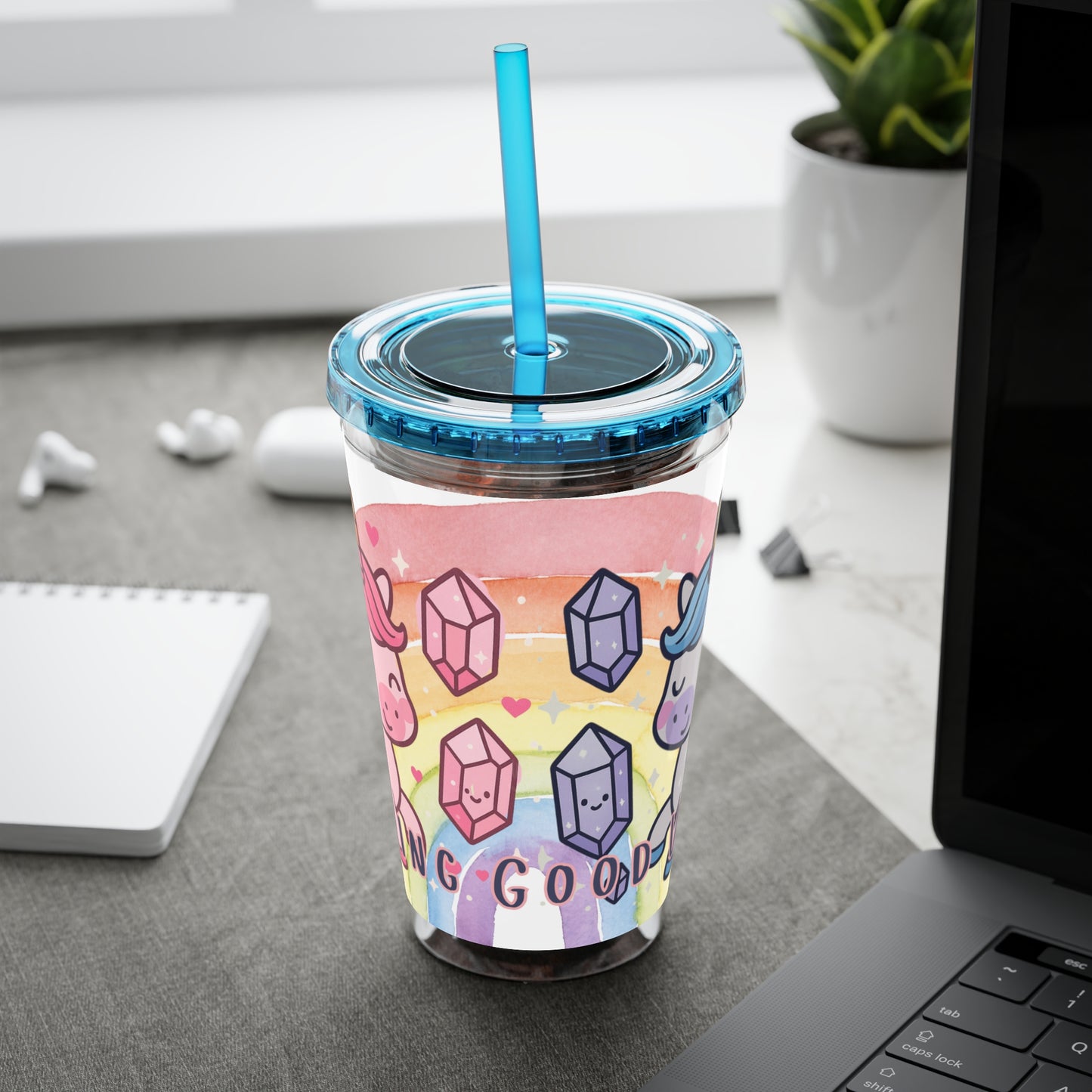 Sunsplash Unicorn Tumbler,  16oz Cup with Straw, Ideal for Kids, Rocking Good Vibes