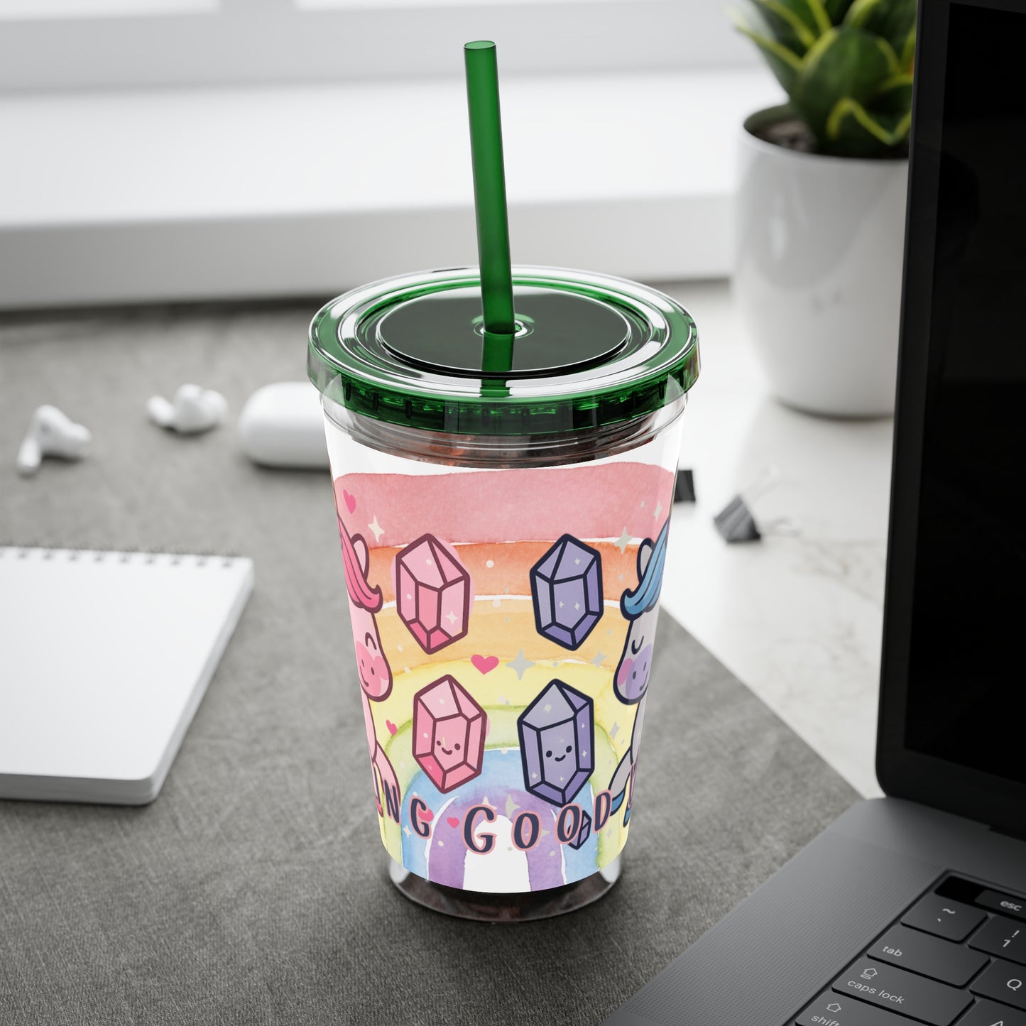 Sunsplash Unicorn Tumbler,  16oz Cup with Straw, Ideal for Kids, Rocking Good Vibes