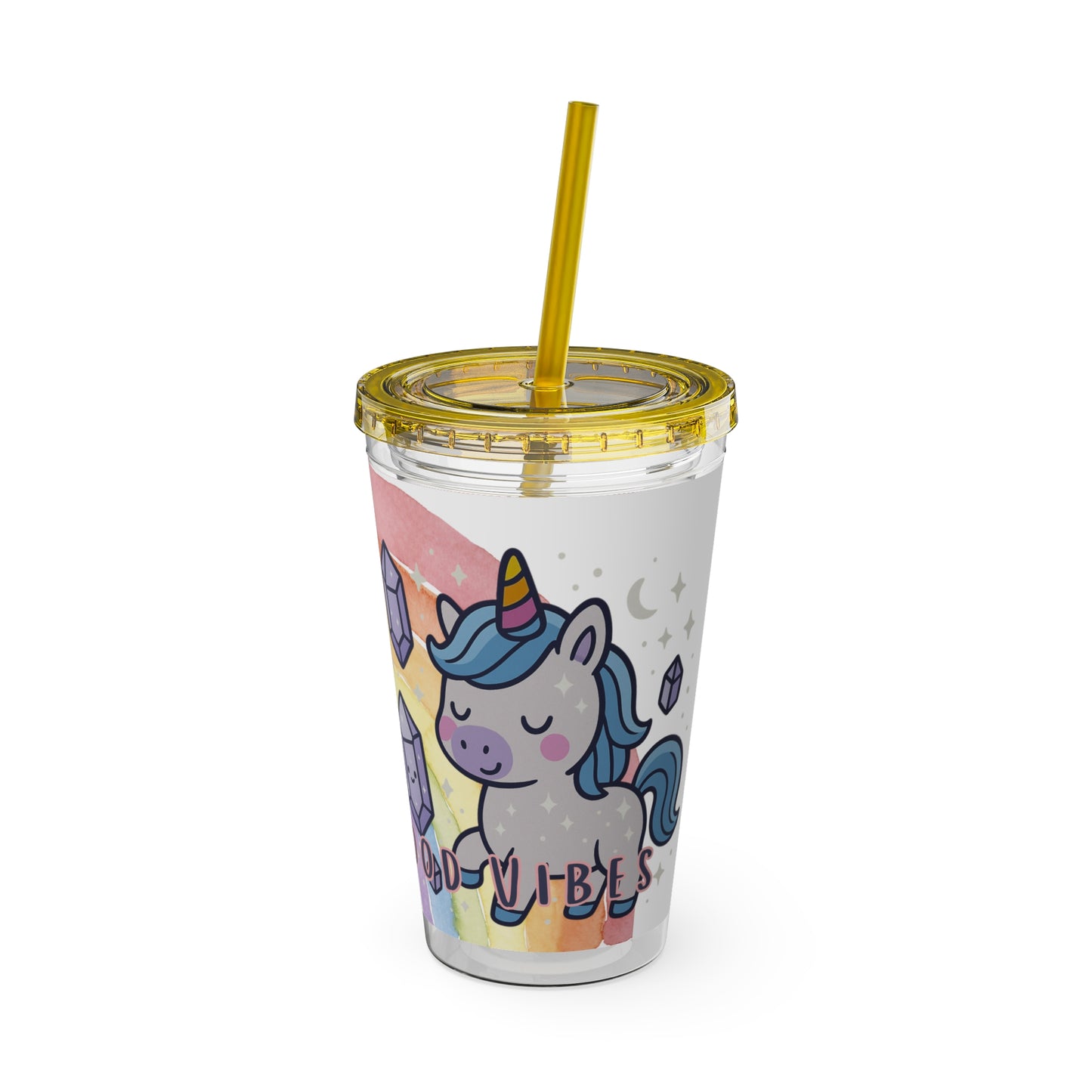 Sunsplash Unicorn Tumbler,  16oz Cup with Straw, Ideal for Kids, Rocking Good Vibes