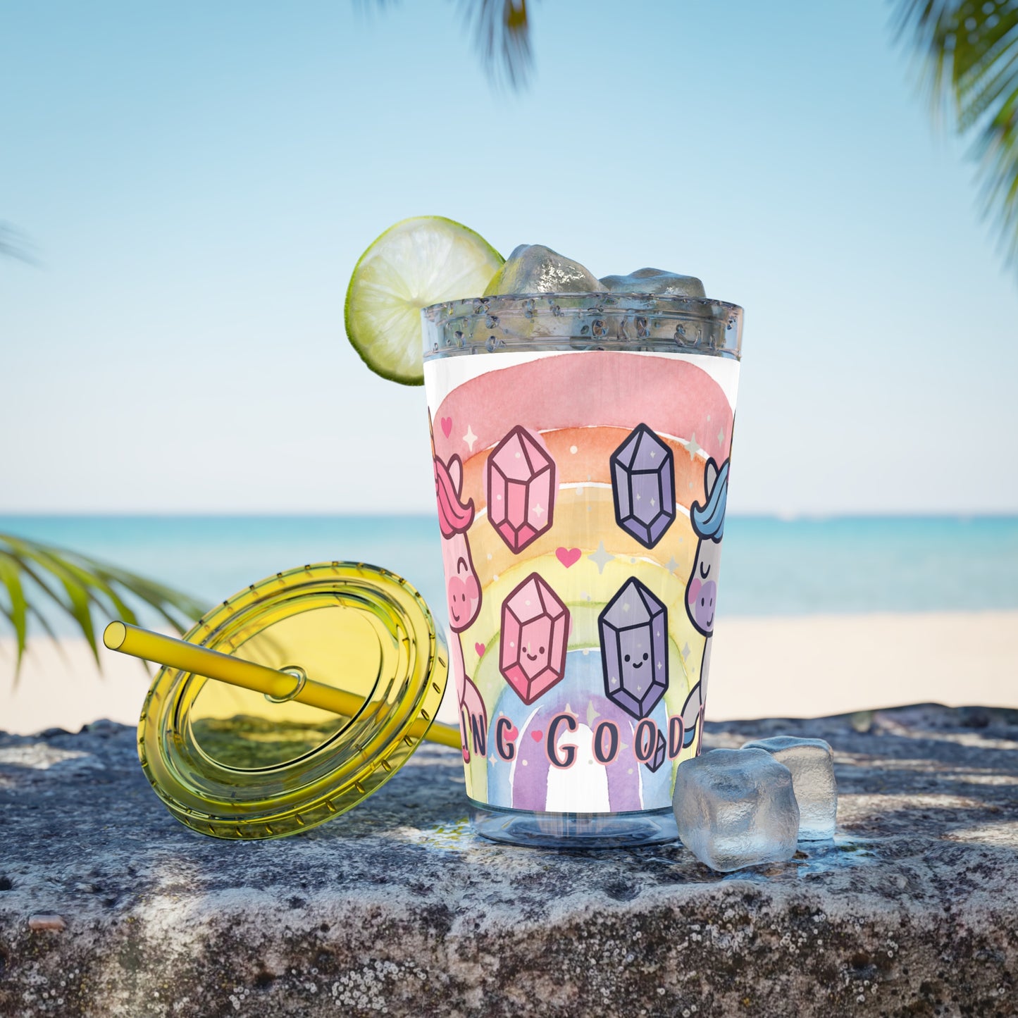 Sunsplash Unicorn Tumbler,  16oz Cup with Straw, Ideal for Kids, Rocking Good Vibes