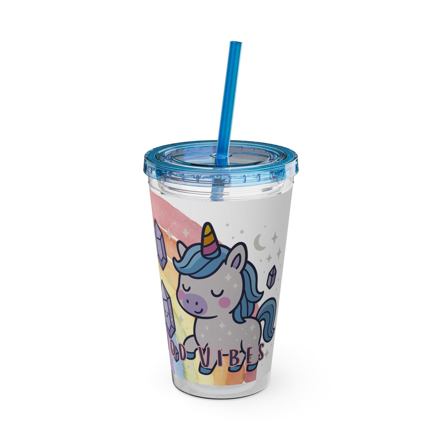 Sunsplash Unicorn Tumbler,  16oz Cup with Straw, Ideal for Kids, Rocking Good Vibes
