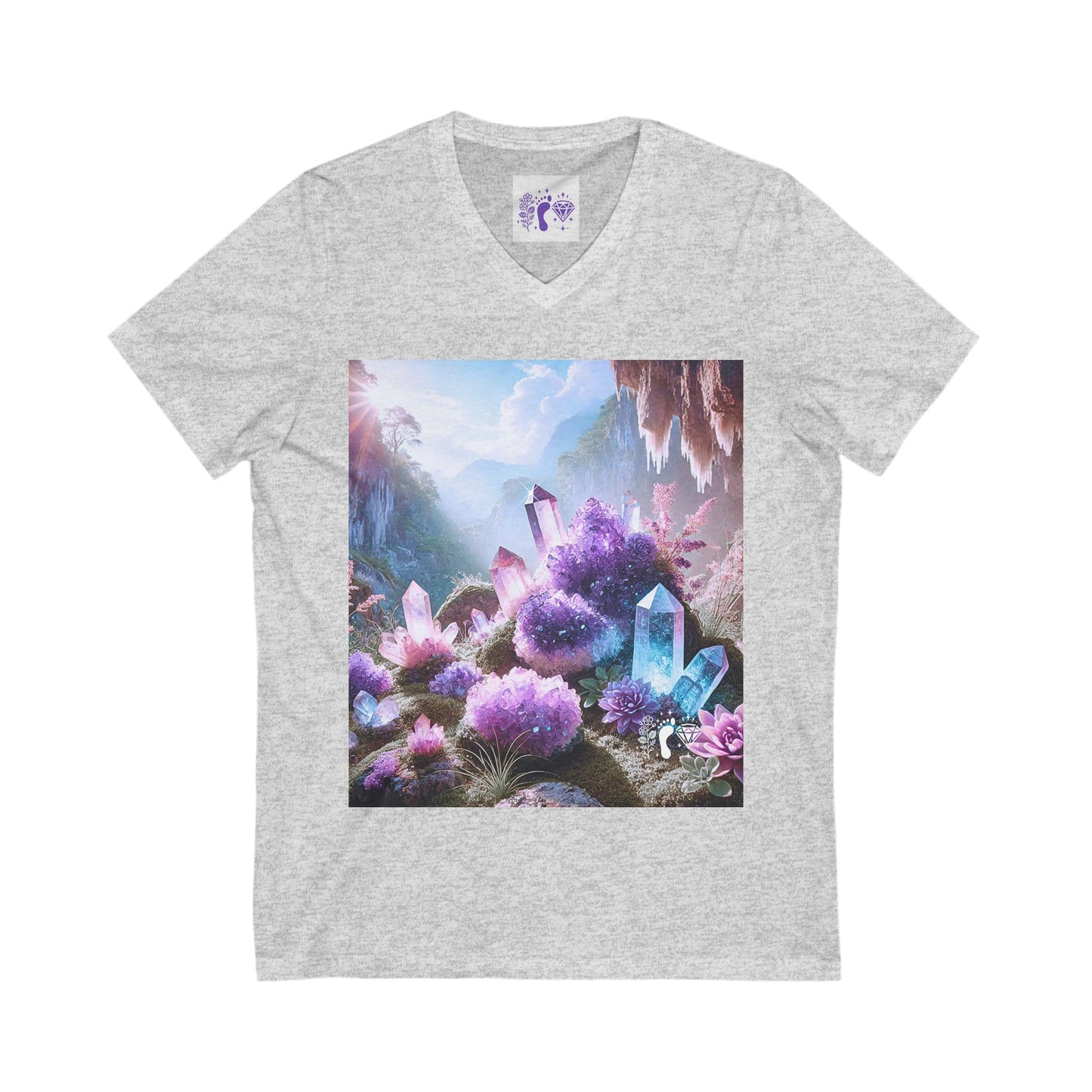 Crystal V-Neck Tee - Unisex Short Sleeve Shirt for Nature Lovers