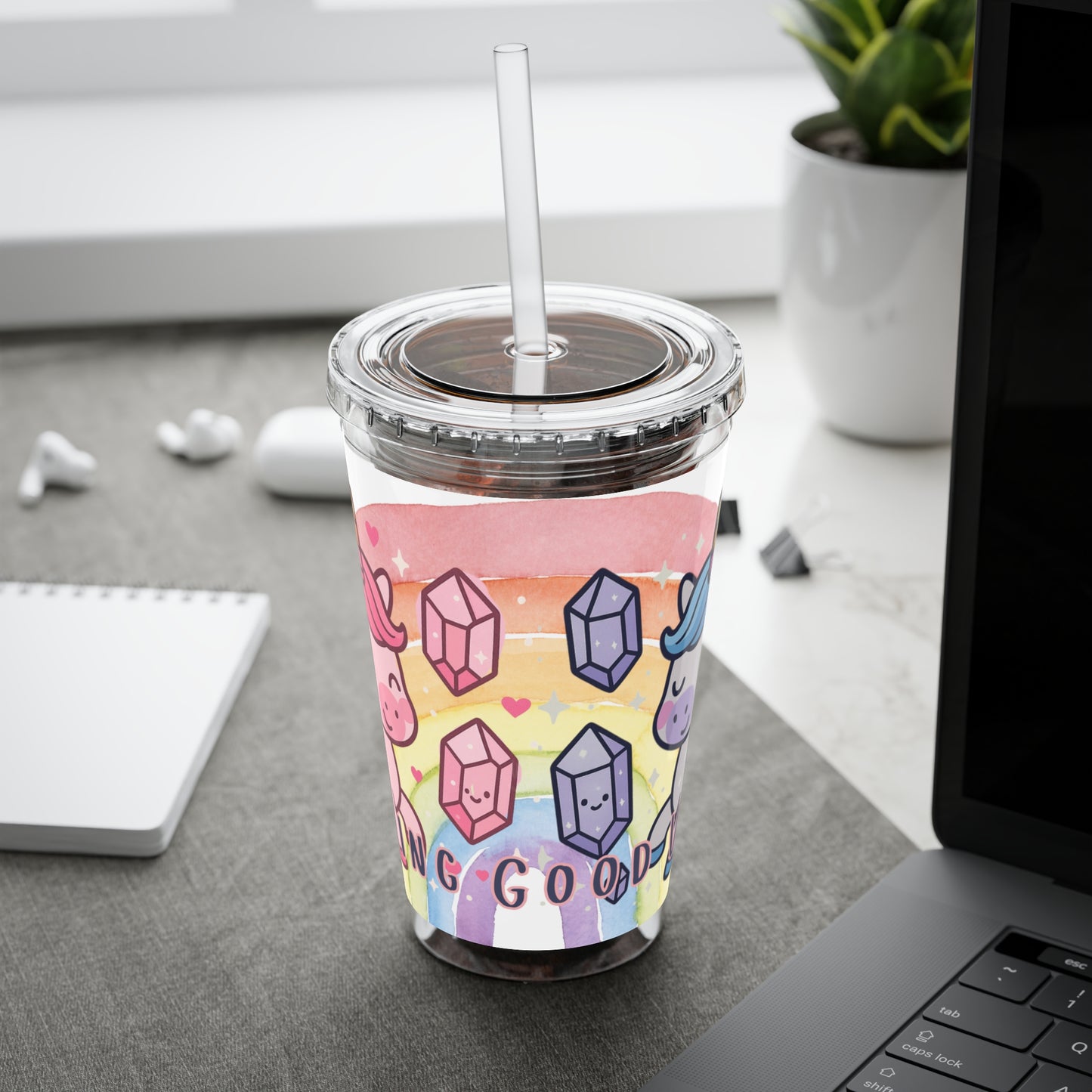 Sunsplash Unicorn Tumbler,  16oz Cup with Straw, Ideal for Kids, Rocking Good Vibes