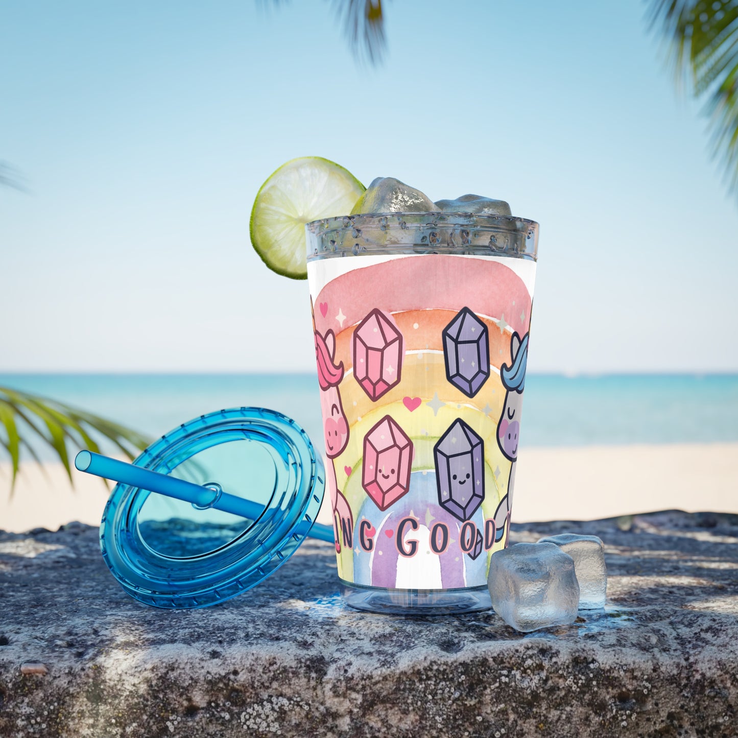 Sunsplash Unicorn Tumbler,  16oz Cup with Straw, Ideal for Kids, Rocking Good Vibes
