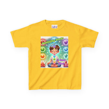 'Manifesting Snacks, Crystals, and Good Energy' Kids TShirt