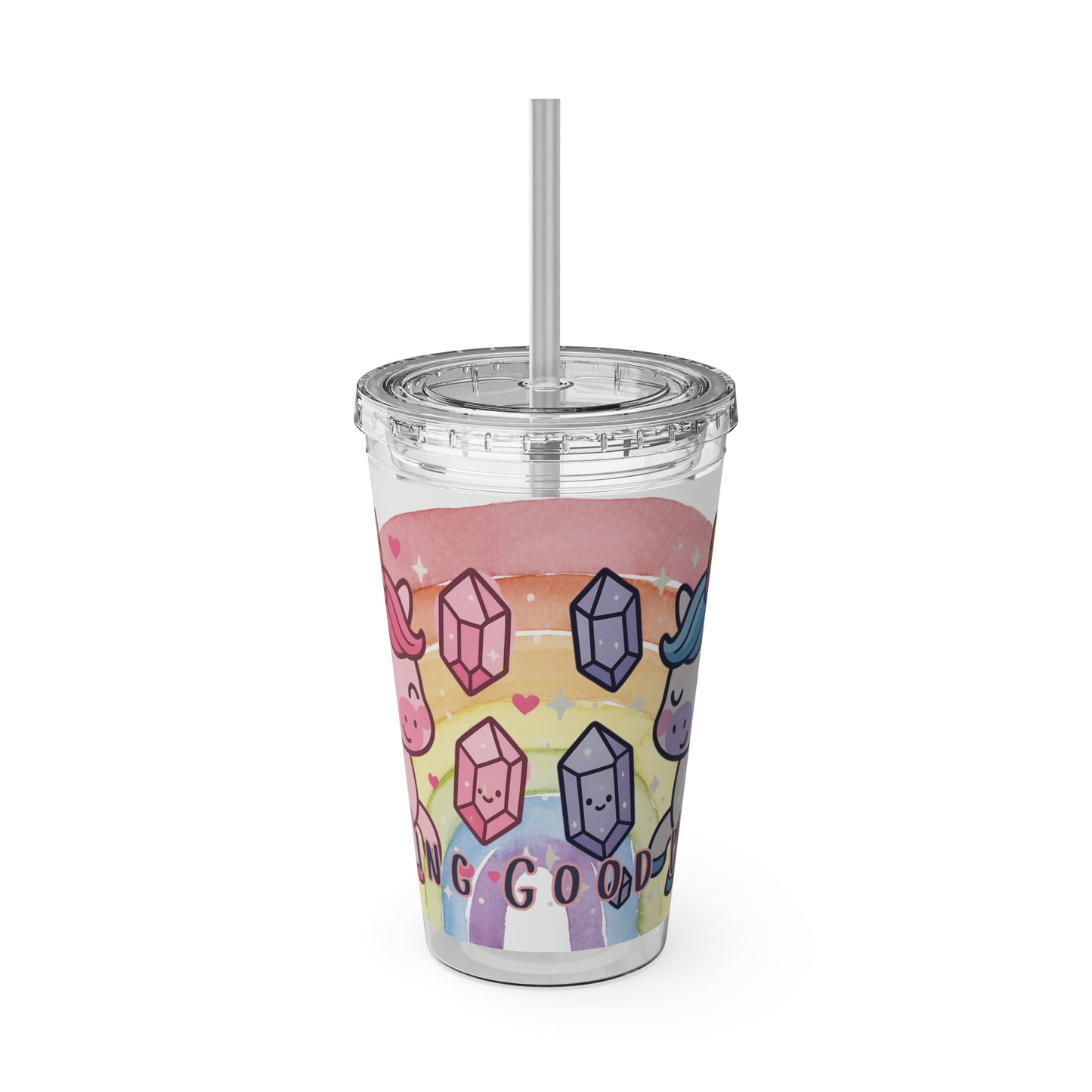 Sunsplash Unicorn Tumbler,  16oz Cup with Straw, Ideal for Kids, Rocking Good Vibes