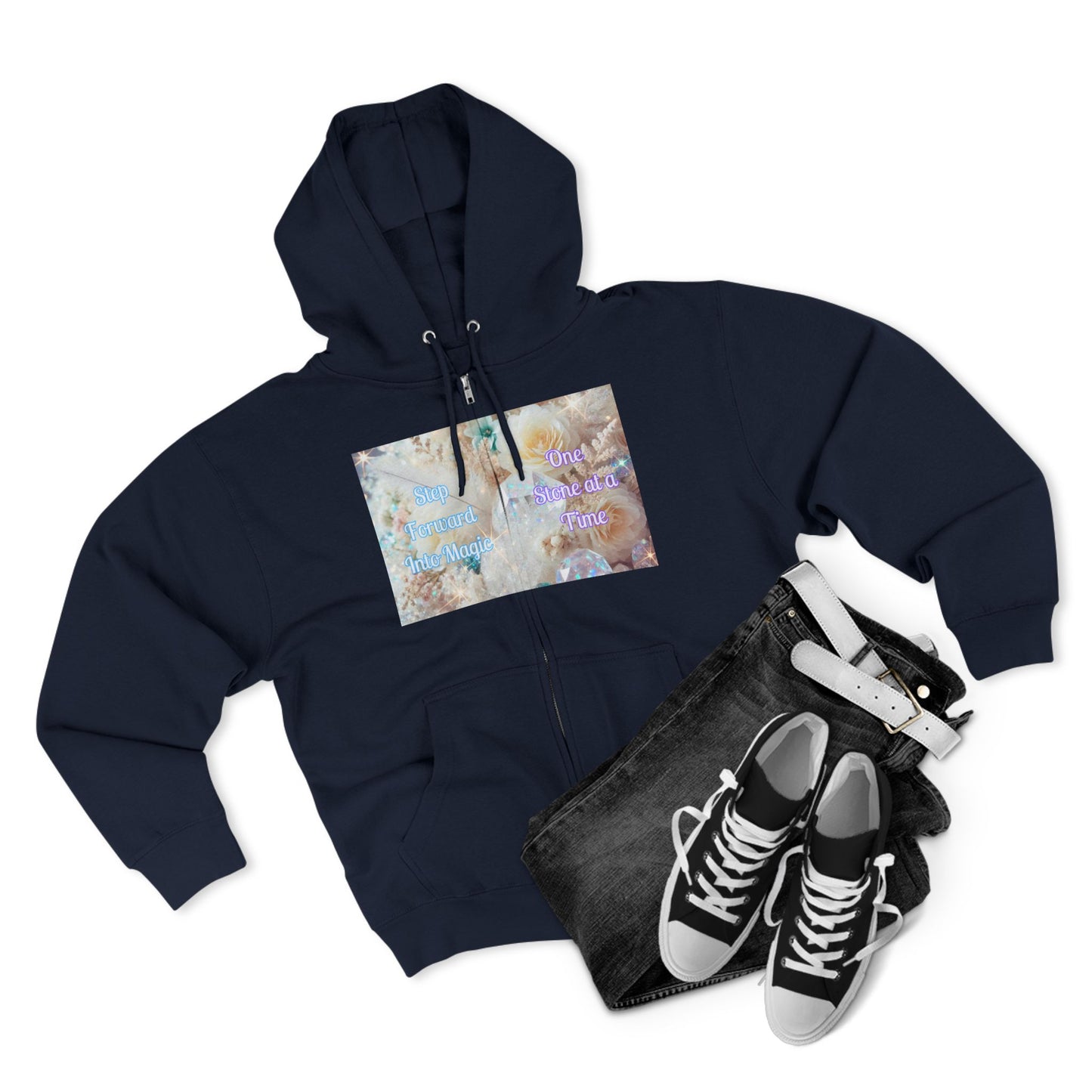 Floral Zipped Hooded Sweater