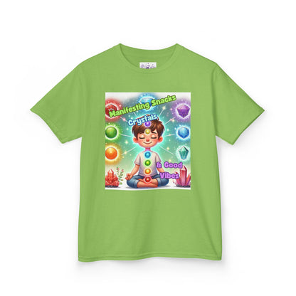 'Manifesting Snacks, Crystals, and Good Energy' Kids TShirt