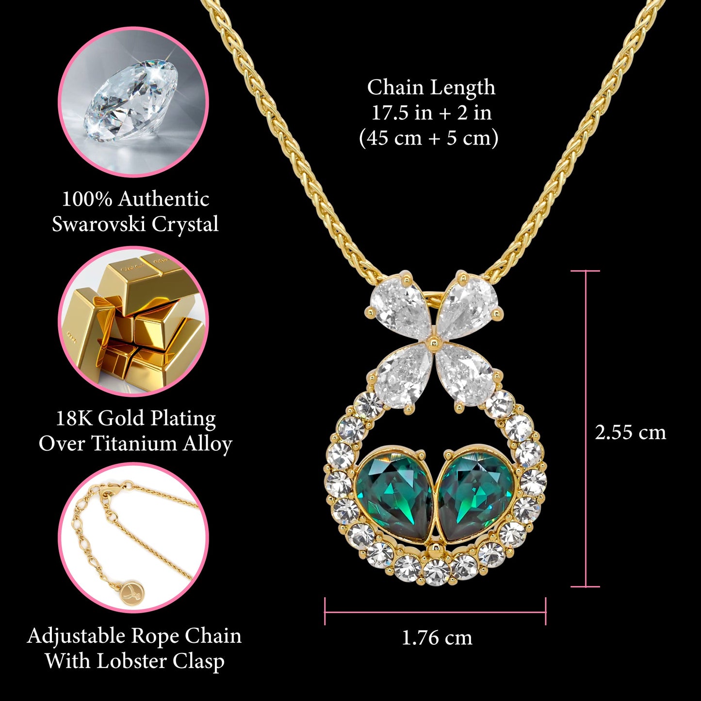 Emerald Heart Pendant Necklace