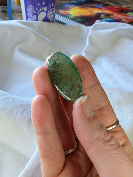 Green Strawberry Quartz (Aventurine) Cabochon Creation