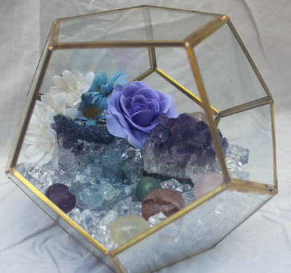 Crystal Geode Terrarium Celestite and Amethyst - TSS Crystal Bouquet