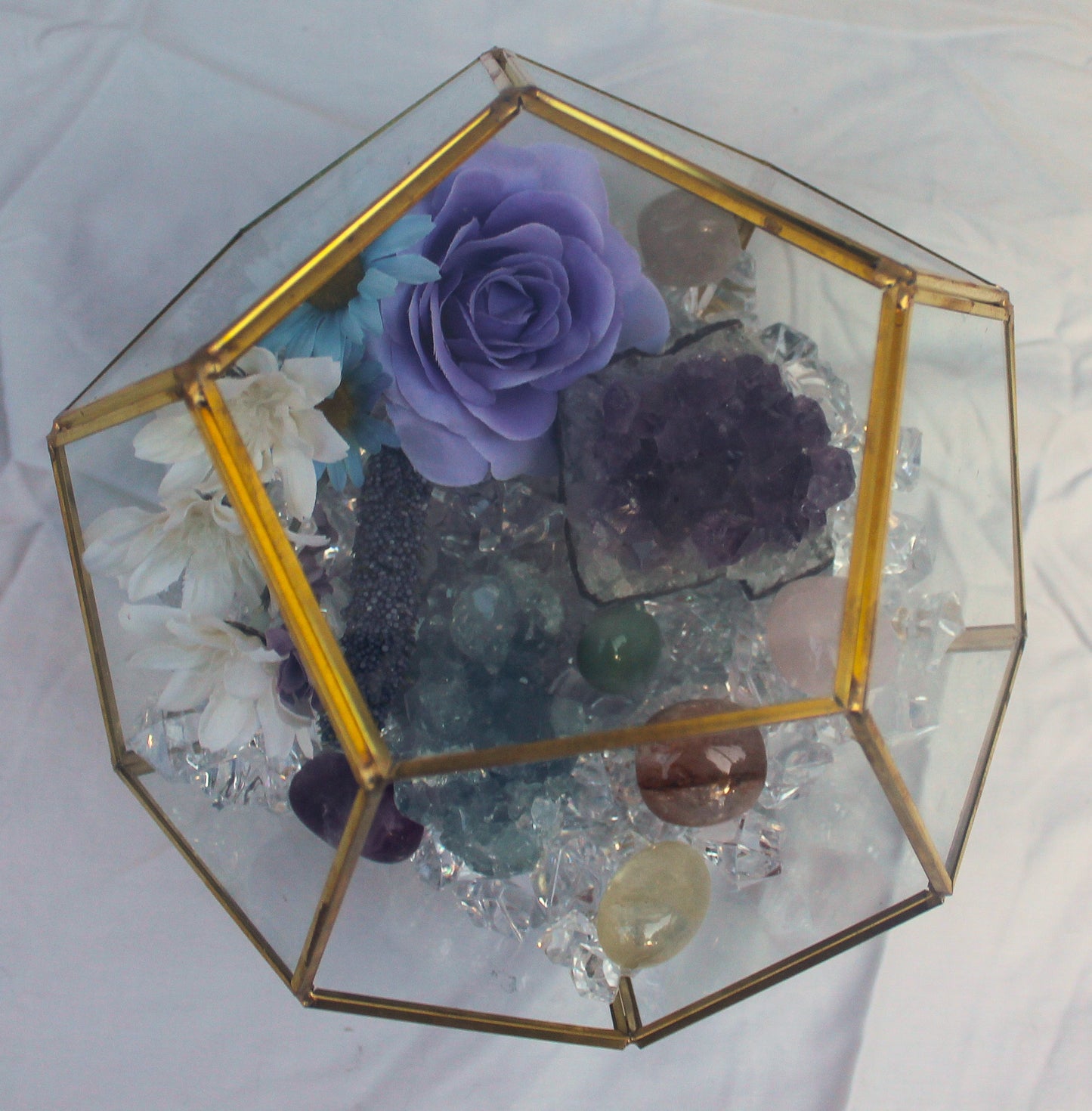 Crystal Geode Terrarium Celestite and Amethyst - TSS Crystal Bouquet
