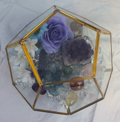 Crystal Geode Terrarium Celestite and Amethyst - TSS Crystal Bouquet