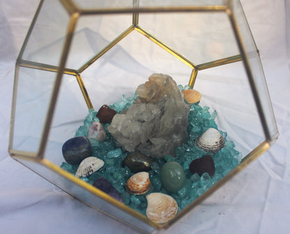 Crystal Geode Terrarium Scalenohedral Calcite - Dogtooth Tides