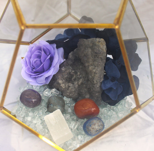 Crystal Geode Terrarium Raw Fluorite - Crystal Clear