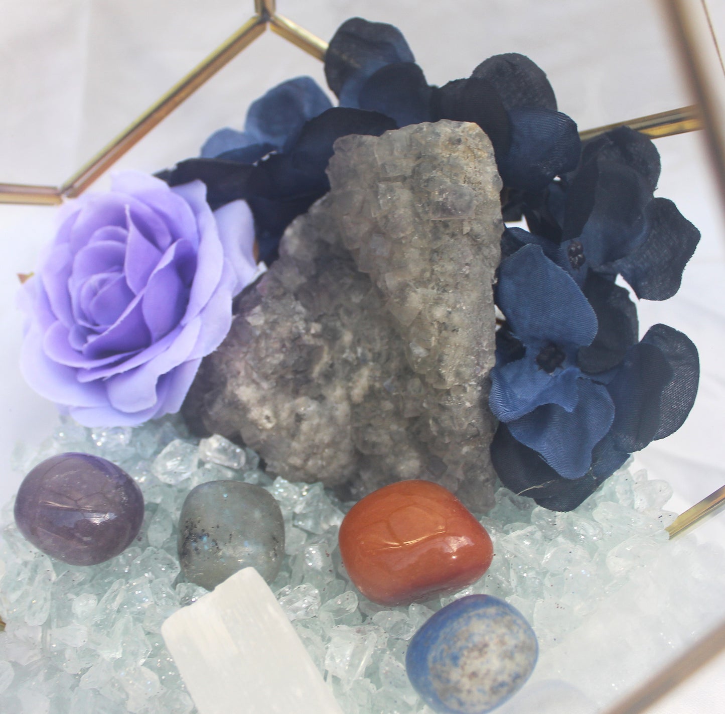 Crystal Geode Terrarium Raw Fluorite - Crystal Clear