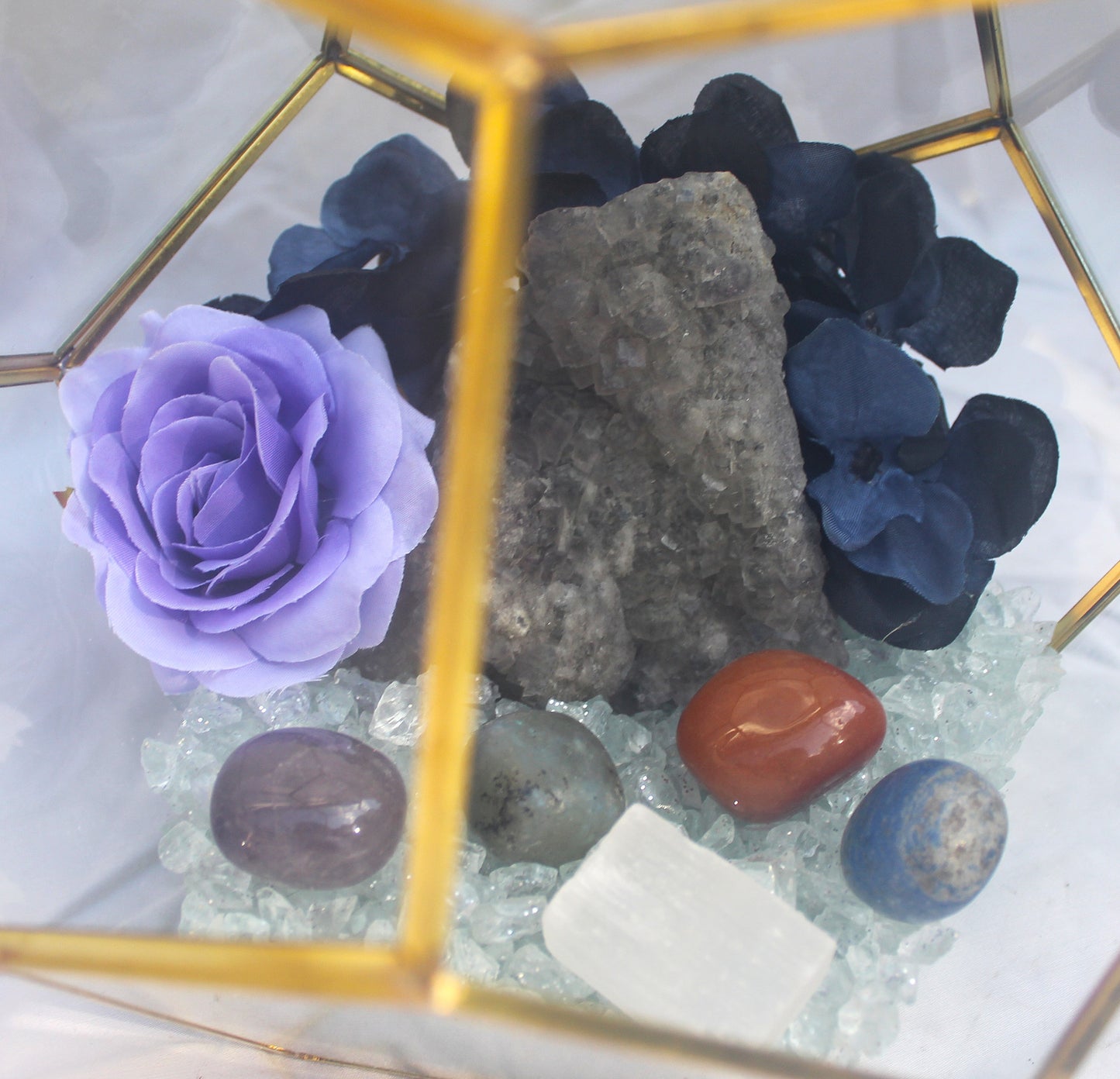 Crystal Geode Terrarium Raw Fluorite - Crystal Clear